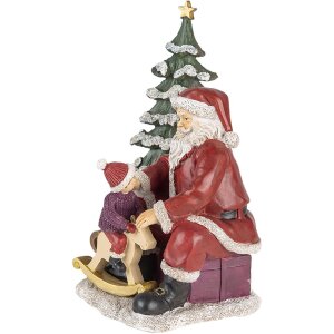 Decoration santa with child multicolored 16x13x22 cm 6PR4714