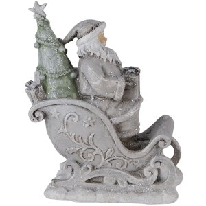 Decoration Santa in sledge silver 10x6x13 cm 6PR4727