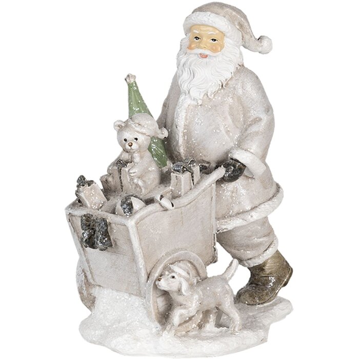 Decoration Santa with cart silver 12x8x15 cm 6PR4728