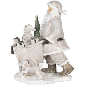 Decoration Santa with cart silver 12x8x15 cm 6PR4728