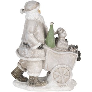 Decoration Santa with cart silver 12x8x15 cm 6PR4728