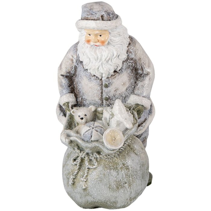 Decoration Santa with reindeer silver 10x7x13 cm 6PR4729