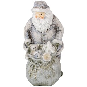 Decoration Santa with reindeer silver 10x7x13 cm 6PR4729