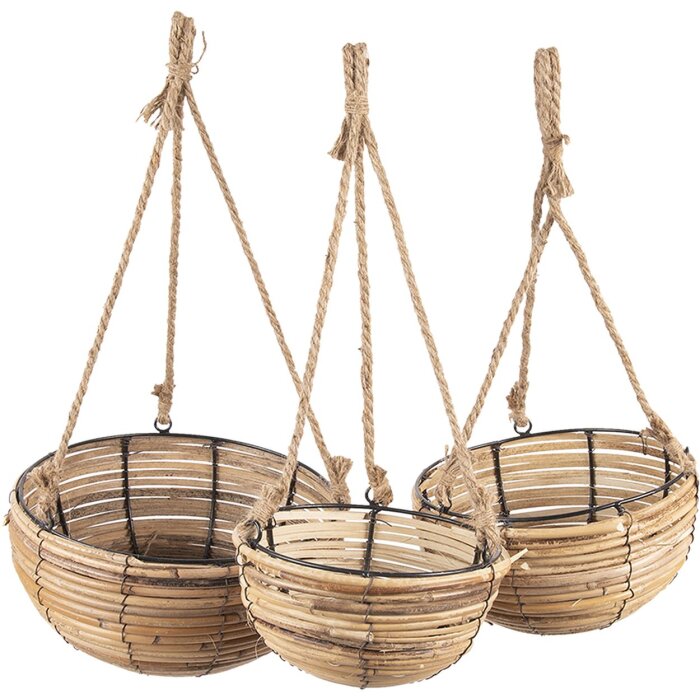 Baskets hanging vertically (set 3 pcs.) brown Ø 28x15 - 24x14 - 20x11  cm 6RO0511