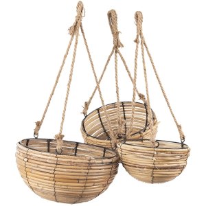 Baskets hanging vertically (set 3 pcs.) brown Ø 28x15 - 24x14 - 20x11  cm 6RO0511