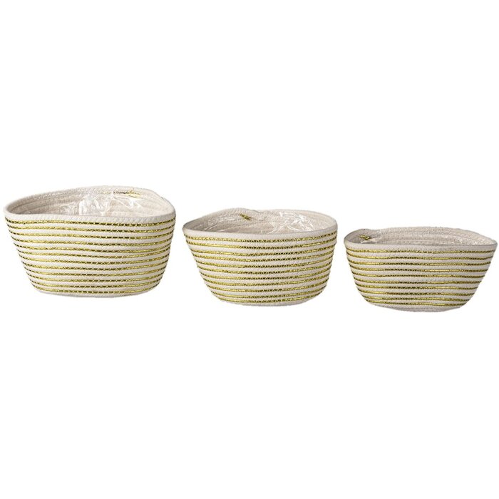 Basket (set 3 pcs.) white Ø 26x20 - Ø 23x17 - Ø 20x11 cm 6RO0527