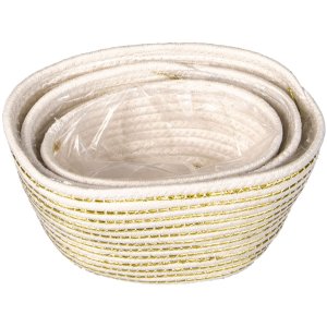 Basket (set 3 pcs.) white Ø 26x20 - Ø 23x17 - Ø 20x11 cm 6RO0527