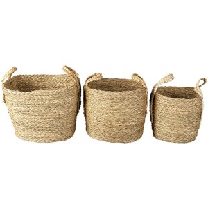 Basket (set 3 pcs.) brown 27x27x21-30 - 23x23x19-27 -...