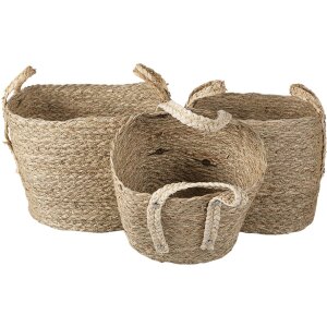 Basket (set 3 pcs.) brown 27x27x21-30 - 23x23x19-27 -...