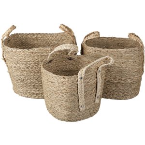 Basket (set 3 pcs.) brown 27x27x21-30 - 23x23x19-27 - 20x20x17x25 cm 6RO0539