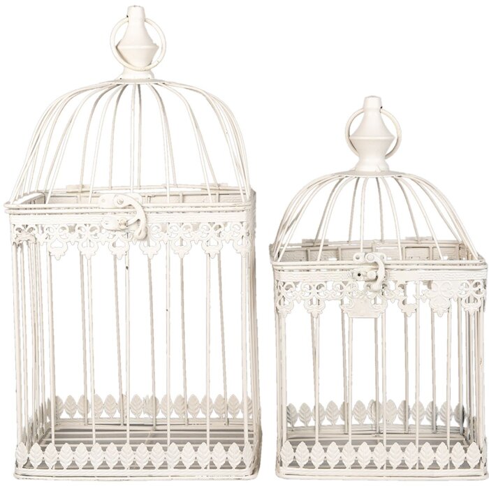 Decoration birdcage (set 2 pcs.) brown 21x21x42 - 18x18x32 cm 6Y4278