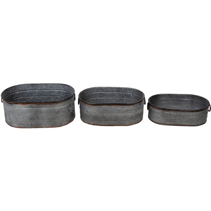 Decoration plant holder (set 3 pcs.) gray 57x36x22 - 51x33x18 - 47x29x15 cm 6Y4294