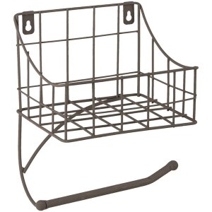 Toilet roll holder with basket black 16x13x20 cm 6Y4306