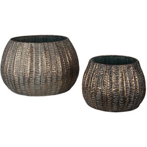 Flower pots (set 2 pcs.) tinny Ø 40x25 - Ø 28x19 cm 6Y4308