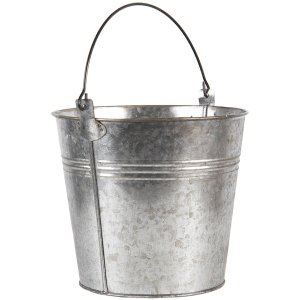 Decoration bucket gray Ø 18x16-26 cm 6Y4313