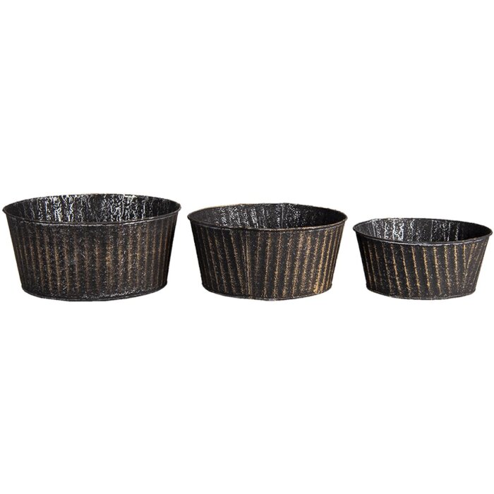 Plant holder black Ø 24x11 - Ø 21x10 - Ø 19x8 cm 6Y4625