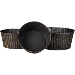 Plant holder black Ø 24x11 - Ø 21x10 - Ø 19x8 cm 6Y4625