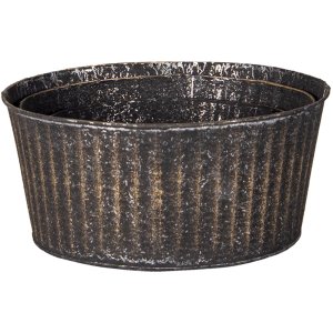 Plant holder black Ø 24x11 - Ø 21x10 - Ø 19x8 cm 6Y4625