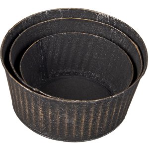 Plant holder black Ø 24x11 - Ø 21x10 - Ø 19x8 cm 6Y4625