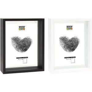 Glass frame with wooden edge with glass passepartout