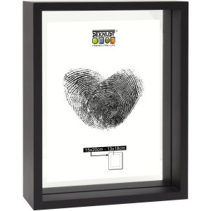 Glass frame with wooden edge with glass passepartout