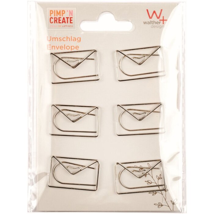 Walther Metal Decorative Clips PIMP AND CREATE Envelope 6 pieces