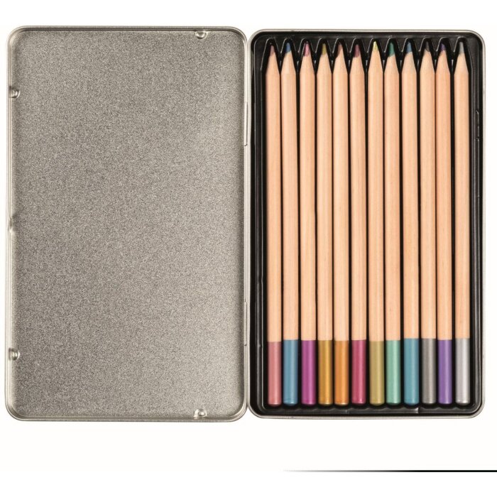 Walther Wooden Crayons Metallic PIMP AND CREATE 12 pieces in metal box