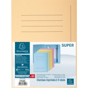 SuperFile 210 Beige file folder 3 flaps DIN A4 50 pcs 24x32cm