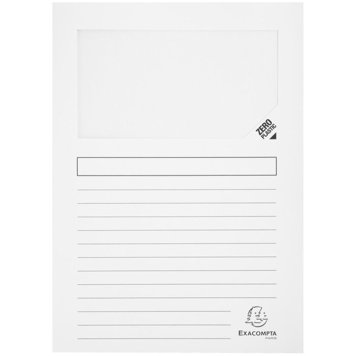 Exacompta 100 Window Folders DIN A4 160g plastic free SUPER White