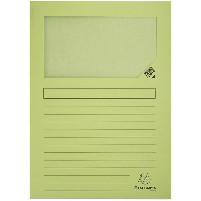 Exacompta pack of 100 window folders 22x31 cm DIN A4 plastic-free 160g light green