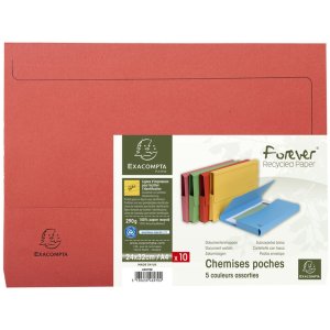 Recycled cardboard folders A4 colourful 10-pack 24x32cm