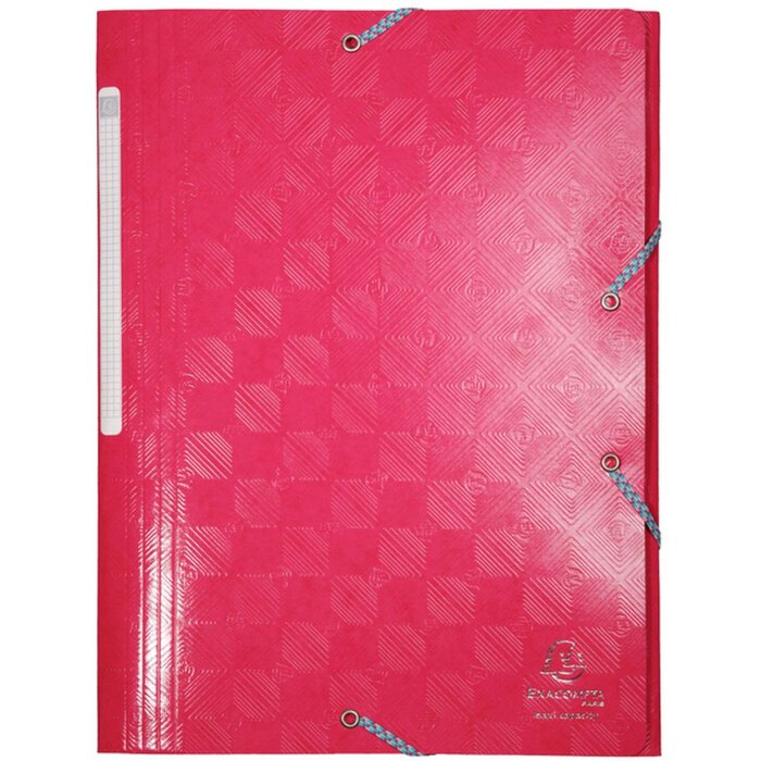 Exacompta folder 1928 DIN A4 3 flaps elasticated 600g cardboard raspberry coloured