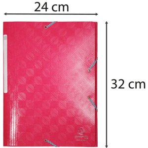 Exacompta folder 1928 DIN A4 3 flaps elasticated 600g cardboard raspberry coloured