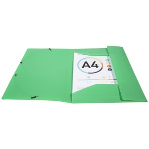 Folder Okap DIN A4 with 3 flaps and elastic band, made of PP 0,5mm light green