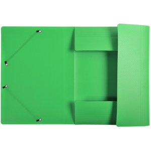 Folder Okap DIN A4 with 3 flaps and elastic band, made of PP 0,5mm light green