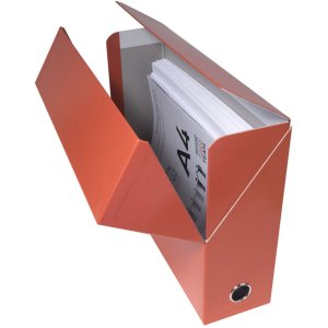 Cardboard transfer box, spine 90mm, 25x33cm for DIN A4 - Iderama - red