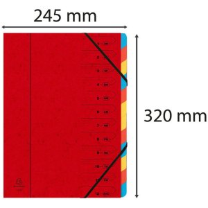 Exacompta Folder Colorspan Cardboard with elastic band 12 compartments DIN A4 Red