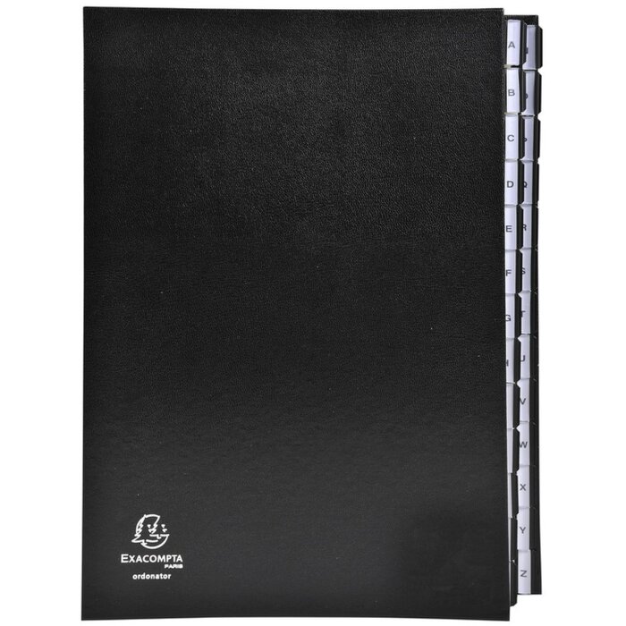 Exacompta organiser folder stretchable pleated spine 26 compartments A-Z DIN A4 black