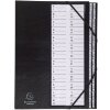 Exacompta organiser folder elasticated harmonica spine 26 compartments A-Z DIN A4 black