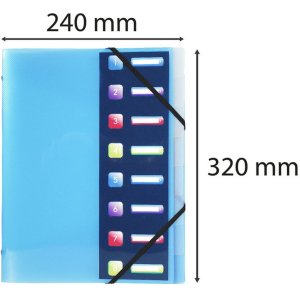 Exacompta organiser folder elasticated 3 flaps 8 compartments A4 Crystal Colours assorted