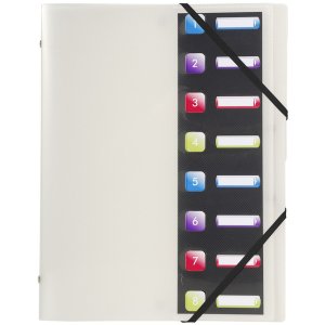 Exacompta organiser folder elasticated 3 flaps 8 compartments A4 Crystal Colours assorted