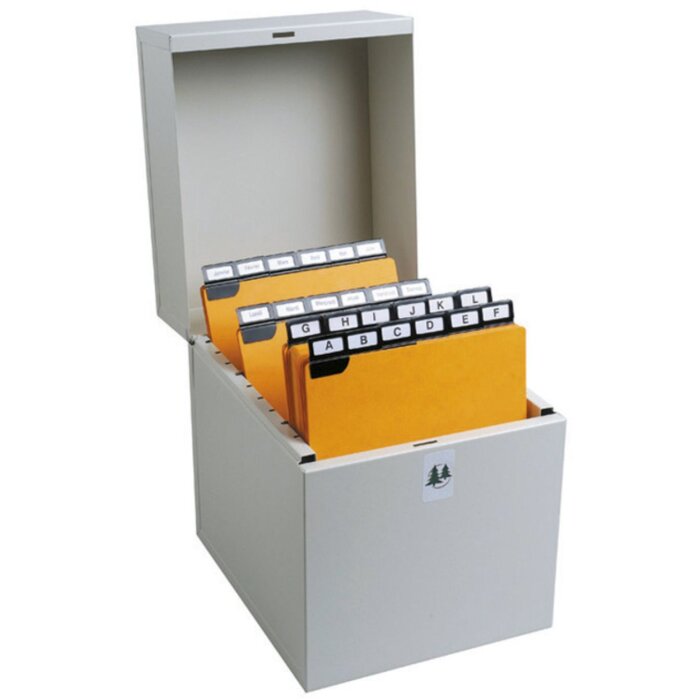 Exacompta Metal Filing Box 175x135x210 mm Grey 500 Index Cards