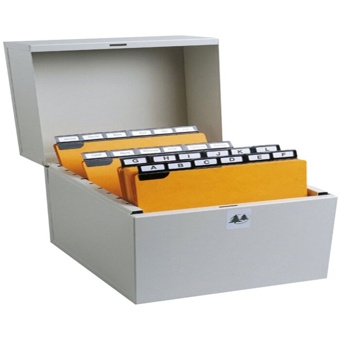 Exacompta 54721E Box for 500 index cards metal grey 100x210 mm