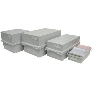 Exacompta card index box with cover for index cards DIN A7 light grey