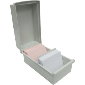 Exacompta card index box with cover for index cards DIN A7 light grey