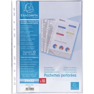 Exacompta pack of 10 brochure pockets perforated smooth...