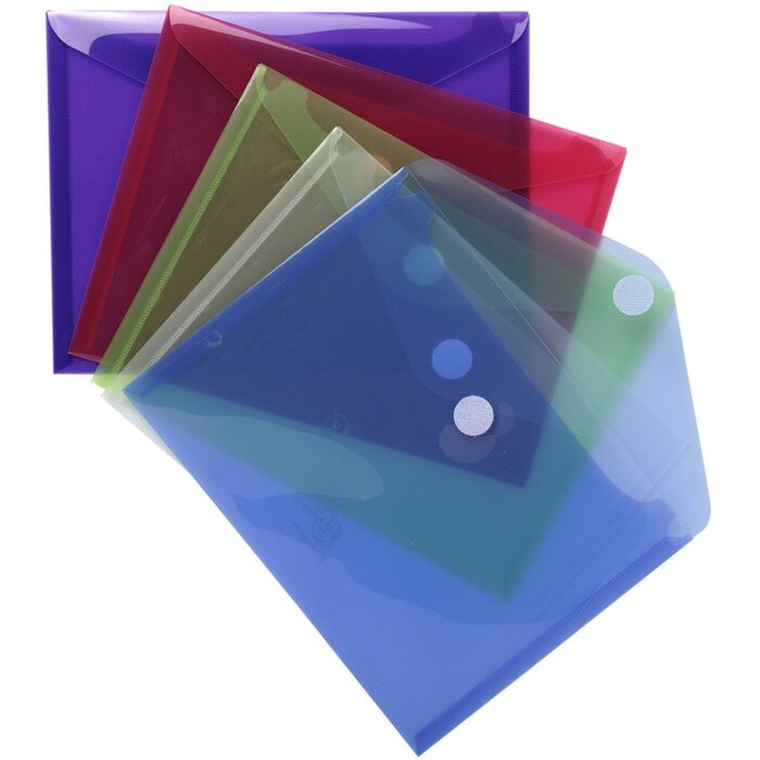 Exacompta pack of 5 brochure sleeves Velcro fastener PP 200µ 24x18 cm assorted