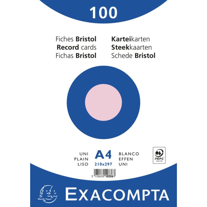 Exacompta Index Cards blank DIN A4 100 pieces shrink wrapped - Pink