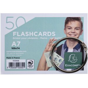 50 Flashcards with ring lined A7