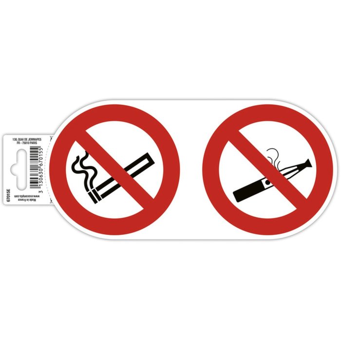 Adhesive sign-notice prohibiting smoking and vapour 10cm